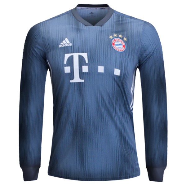 Camiseta Bayern Munich Replica Tercera Ropa ML 2018/19 Gris Azul